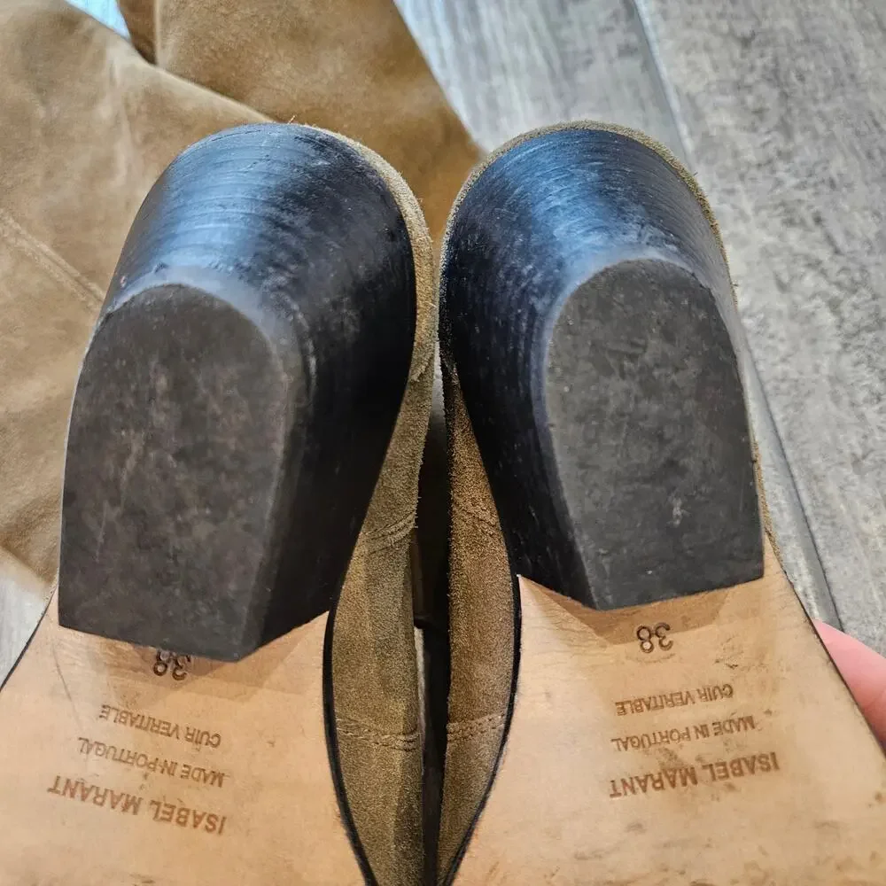 Isabel Marant Denvee Suede Knee High Boots Women EU 38 US 8 Taupe Western‎ - Picture 11 of 16